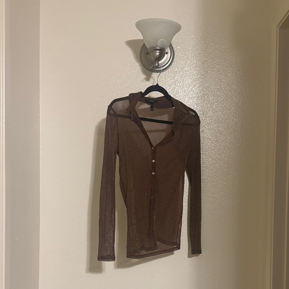 Forever 21 Sheer Brown Blouse